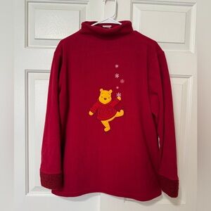 Vintage Winnie The Pooh Red Fleece Mockneck Sweater
